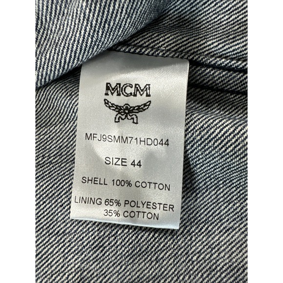 MCM Blue Jean Monogram‎ Logo Woven Denim Jacket Size 44 EUC - Picture 5 of 13